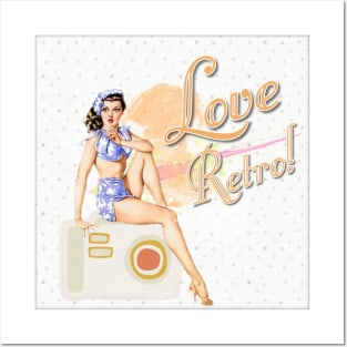 Vintage Pinup Girl Camera Love Retro Pin Up Girl Posters and Art